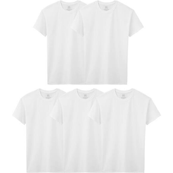 Fruit of the Loom Boys White T Shirts Undershirts Tanks 5 Pack Cotton Crew - Picture 3 of 3